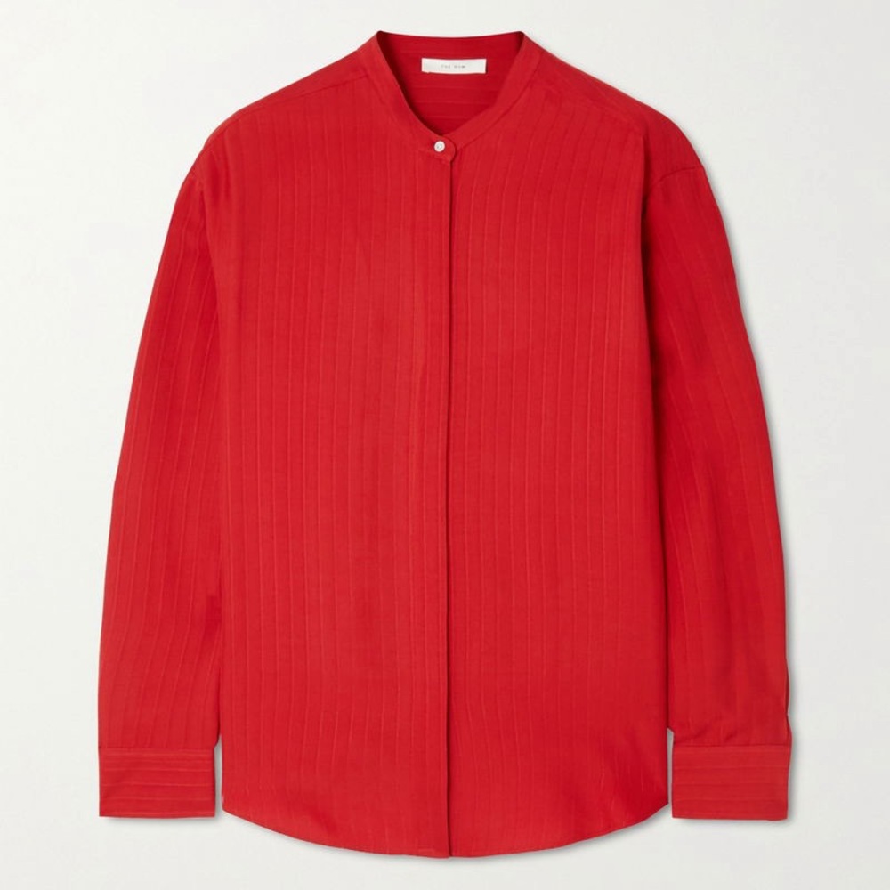 The Row Sienna Striped Crepe Shirt